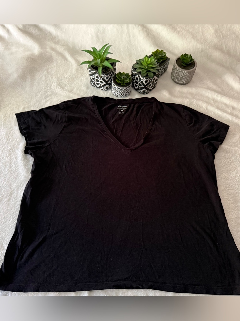 Madewell Black V-Neck Organic Cotton Top XXL